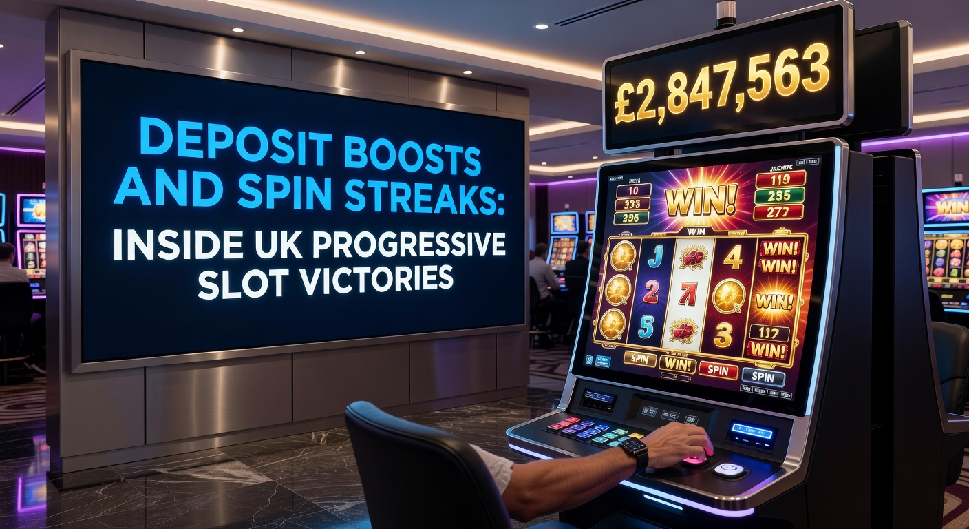 Vibrant progressive slot screen displaying a climbing jackpot meter next to a deposit boost offer banner