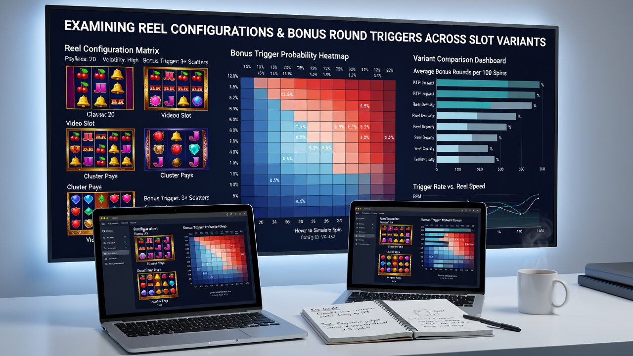 Comparison chart of reel configurations in different slot variants highlighting bonus trigger positions