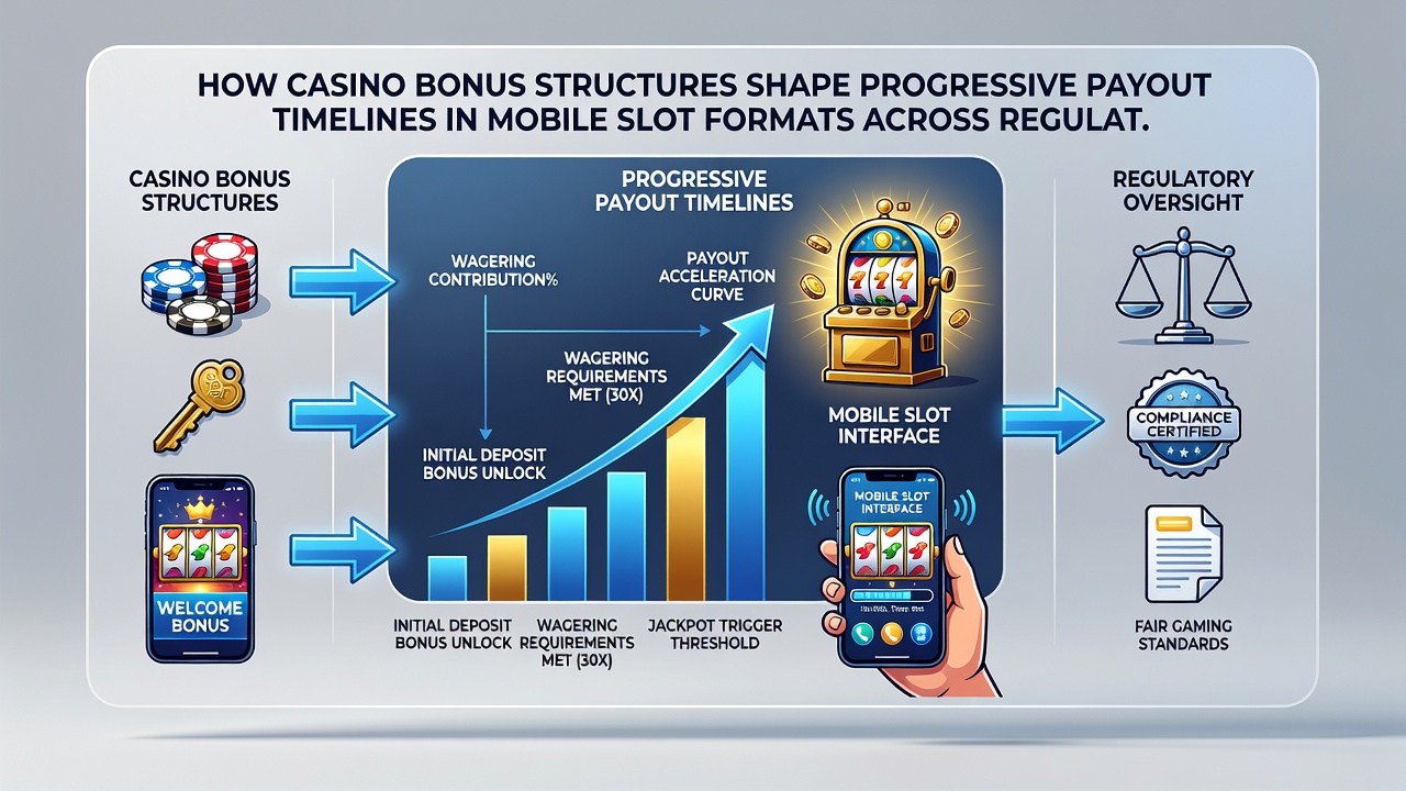 Analytics dashboard displaying bonus utilization metrics next to progressive jackpot growth charts for mobile users
