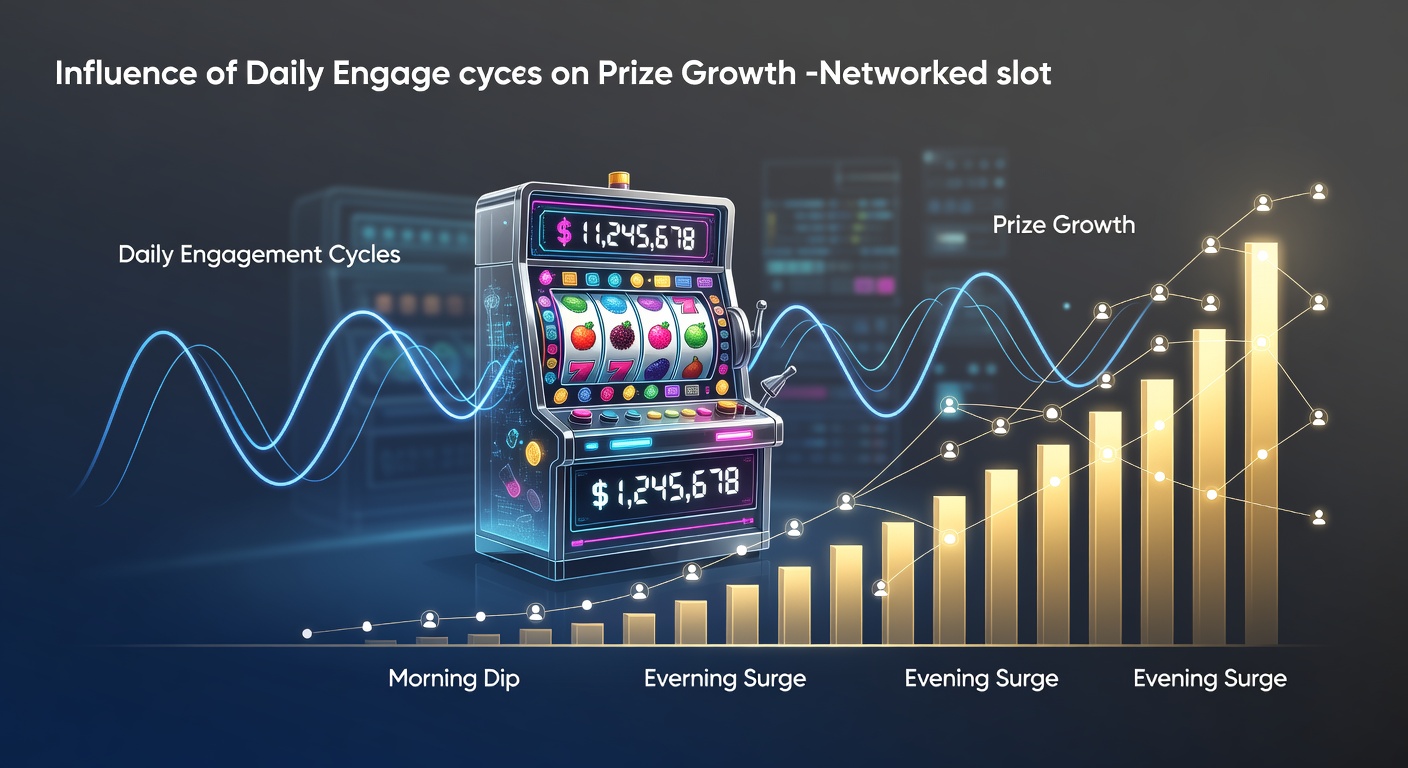 Network diagram illustrating daily player activity patterns feeding into shared progressive jackpot pools across slot systems