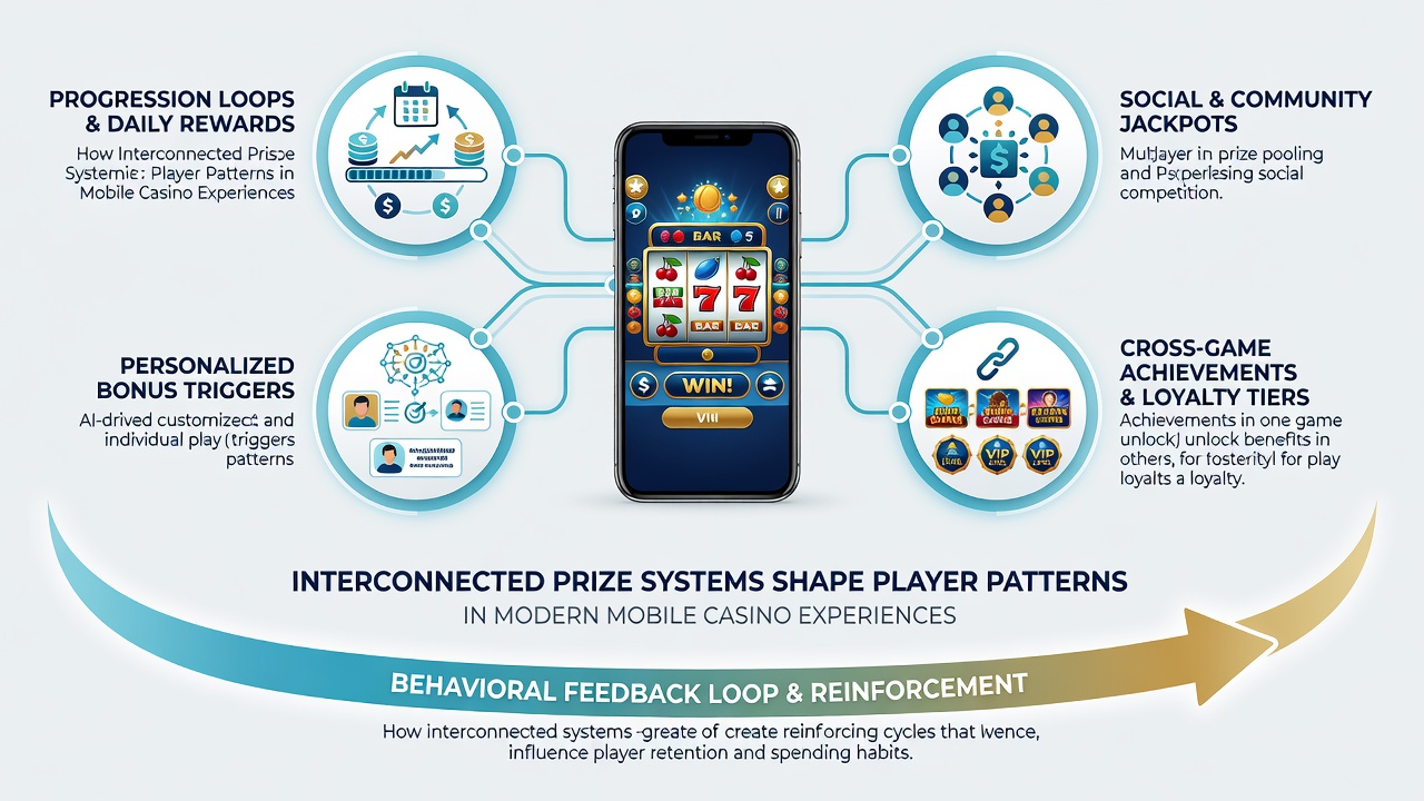 Analytics dashboard illustrating player flow between interconnected mobile slot games and jackpot meters