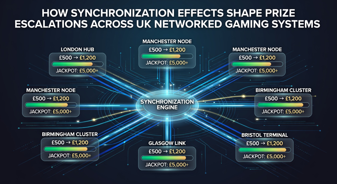Networked gaming terminals displaying synchronized progressive jackpot counters in a UK casino setting