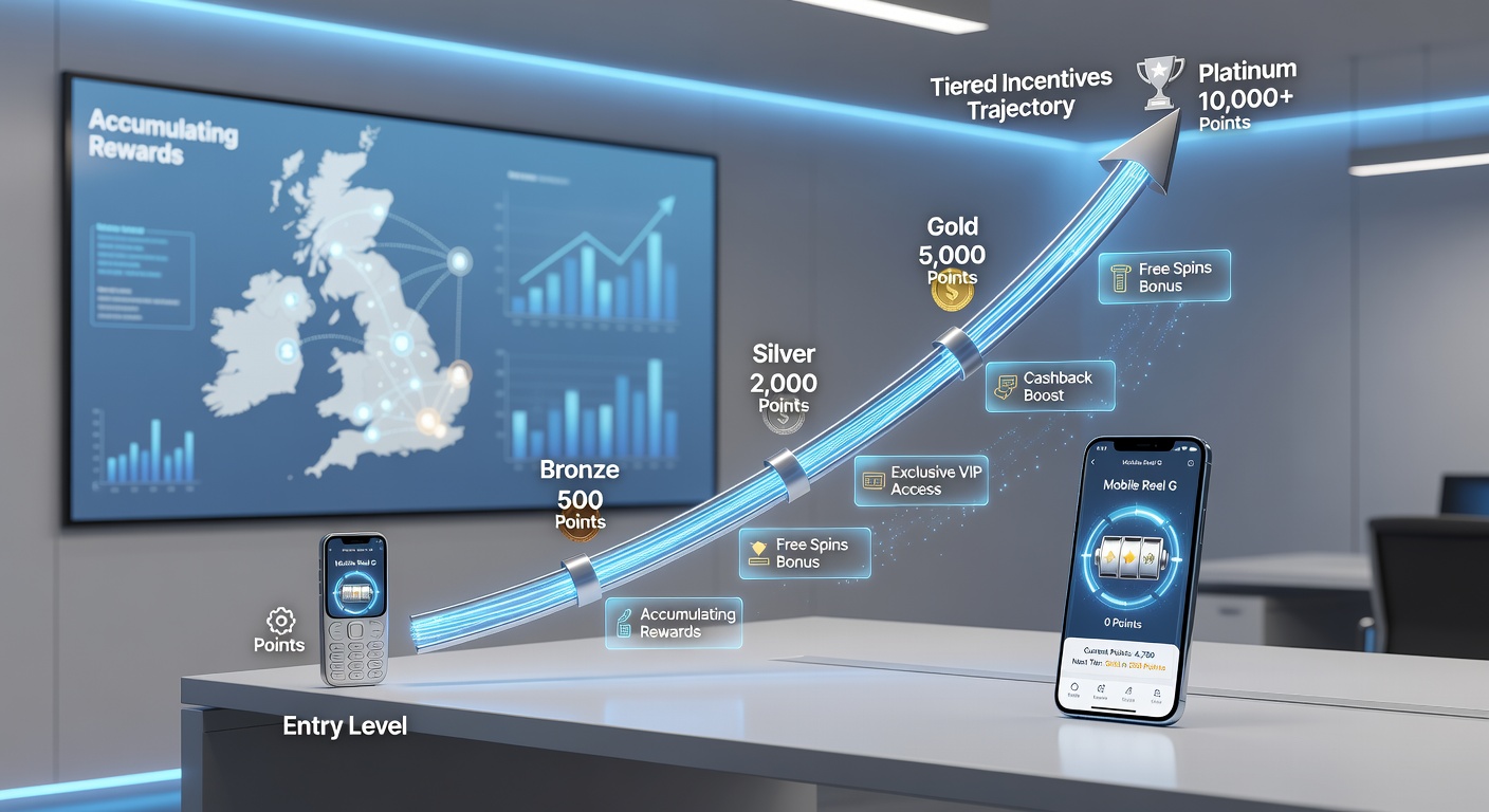 Mobile screen captures demonstrating reward balance growth across successive incentive tiers in UK reel games