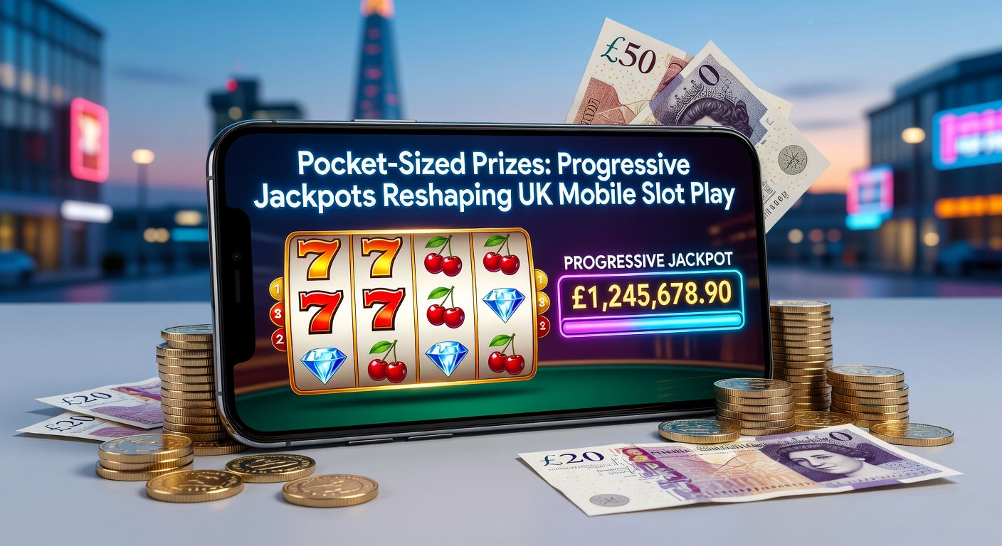 Player holding a smartphone with a massive progressive jackpot win notification, coins exploding from the screen against a dynamic casino background