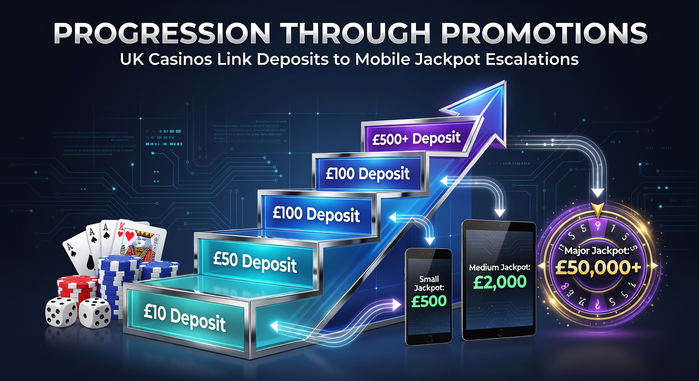 Illustration of a mobile phone screen showing escalating jackpot counters linked to deposit promotions in a UK casino app