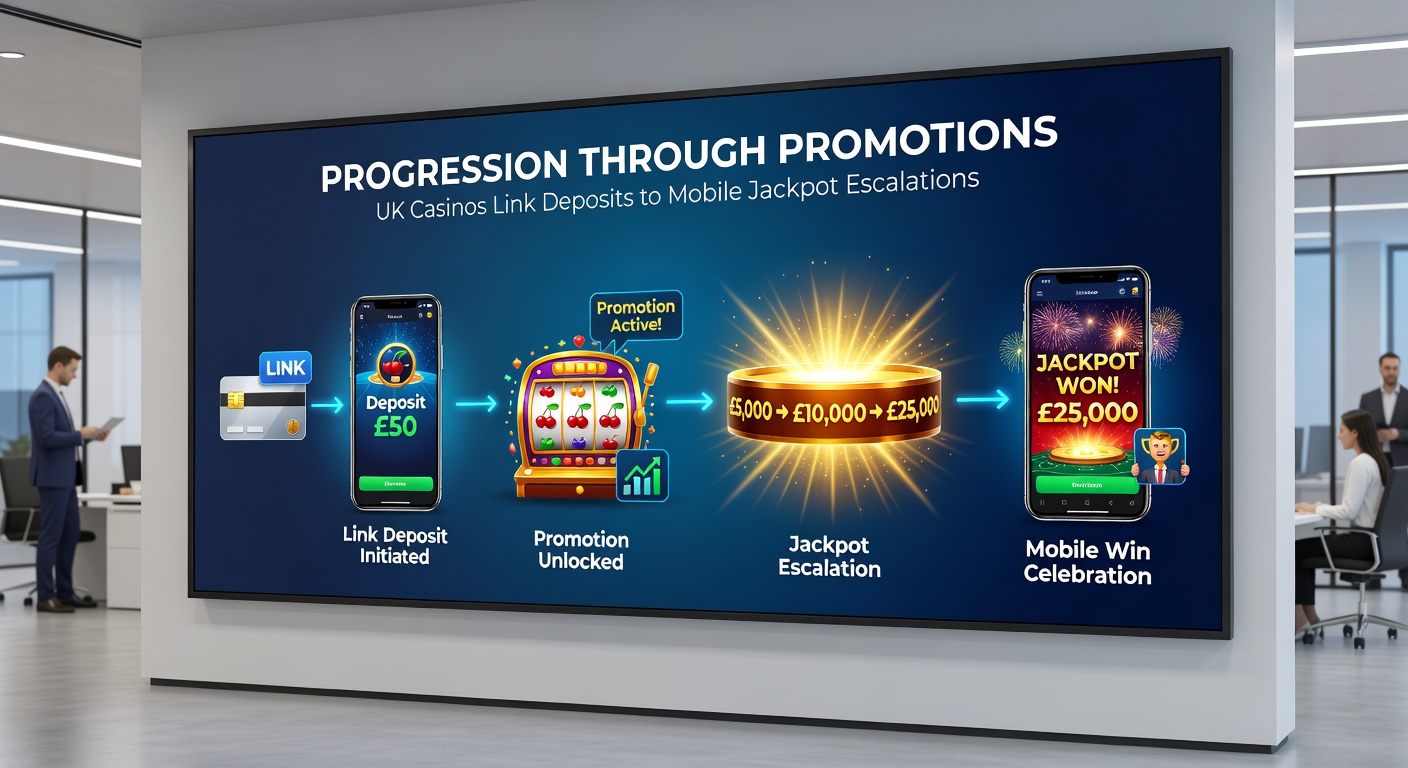 Screenshot of a UK casino mobile app displaying tiered deposit promotions with rising jackpot meters and player progression bars