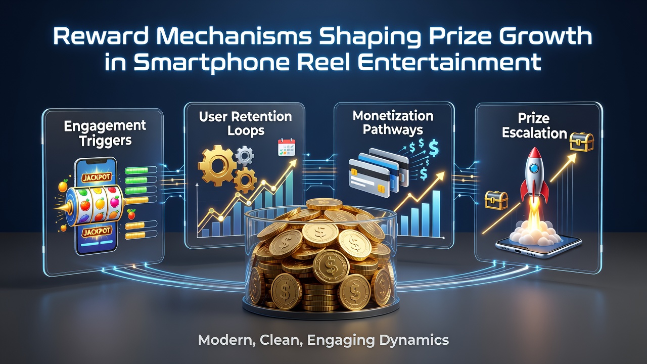 Smartphone displaying reel entertainment interface with reward indicators