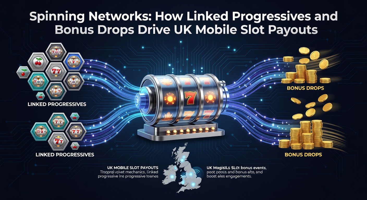 Dynamic visualization of interconnected slot networks showing progressive jackpots linking across multiple mobile platforms in the UK market