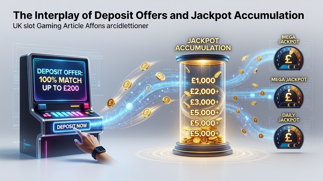UK slot players reviewing deposit bonus terms while tracking progressive jackpot meters on multiple games